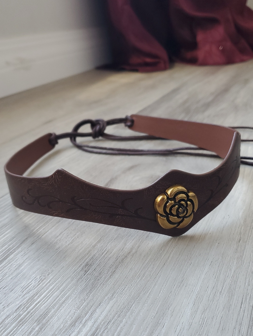 Medieval Maiden Brown Faux Rose Leather Headband - Fantasy Accessory